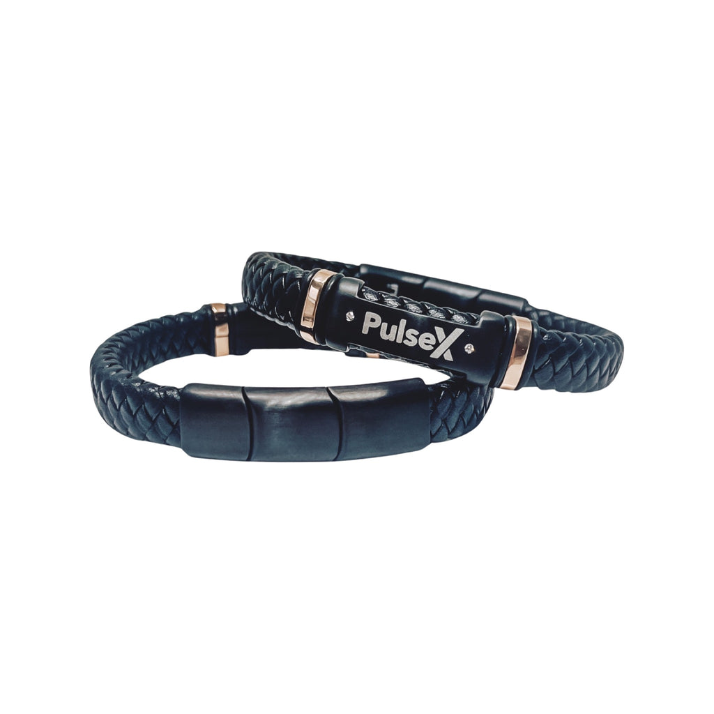PulseX Leather Bracelet w/Diamonds
